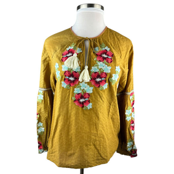 Anthropologie Forever that Girl Embroidered Floral Peasant Blouse Anthro Size 6 - Picture 13 of 13